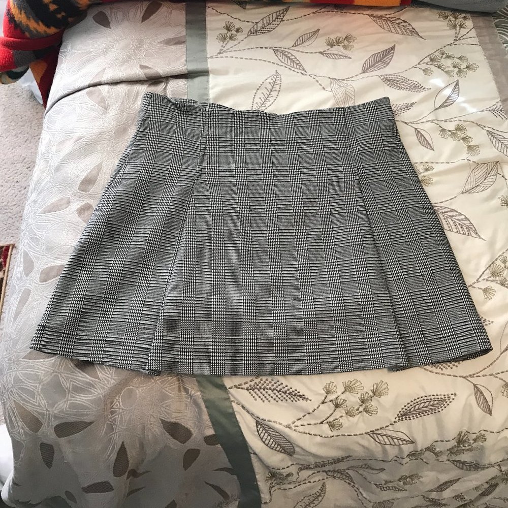 Plaid Hounds tooth Pleated Skirt